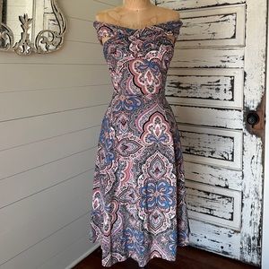 Off the shoulder paisley midi dress